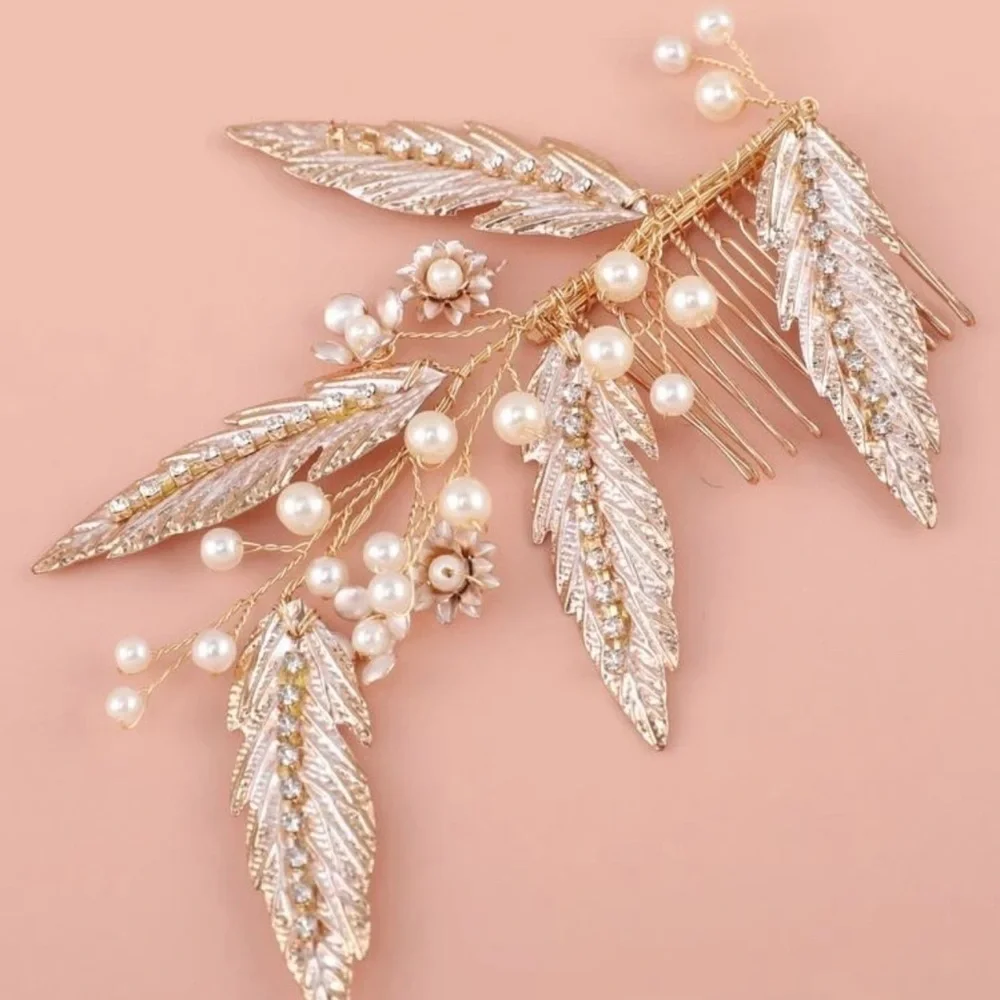 HOT Wedding Hair Comb Clip Rhinestone Bridal Hair Comb Piece Gold ✨✨🔥 New